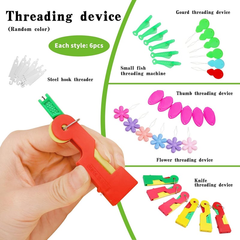 Fedmut Needle Threaders Set, 51 Pcs Needle Threader Tool Needle Threaders for Hand Sewing Craft, 9 Types Needle Threader with Thimbles Great for Hand Sewing Needle Work, Sewing Machine, Embroidery - Image 3